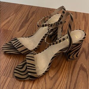 Lulu's Zebra Print Strappy Heels